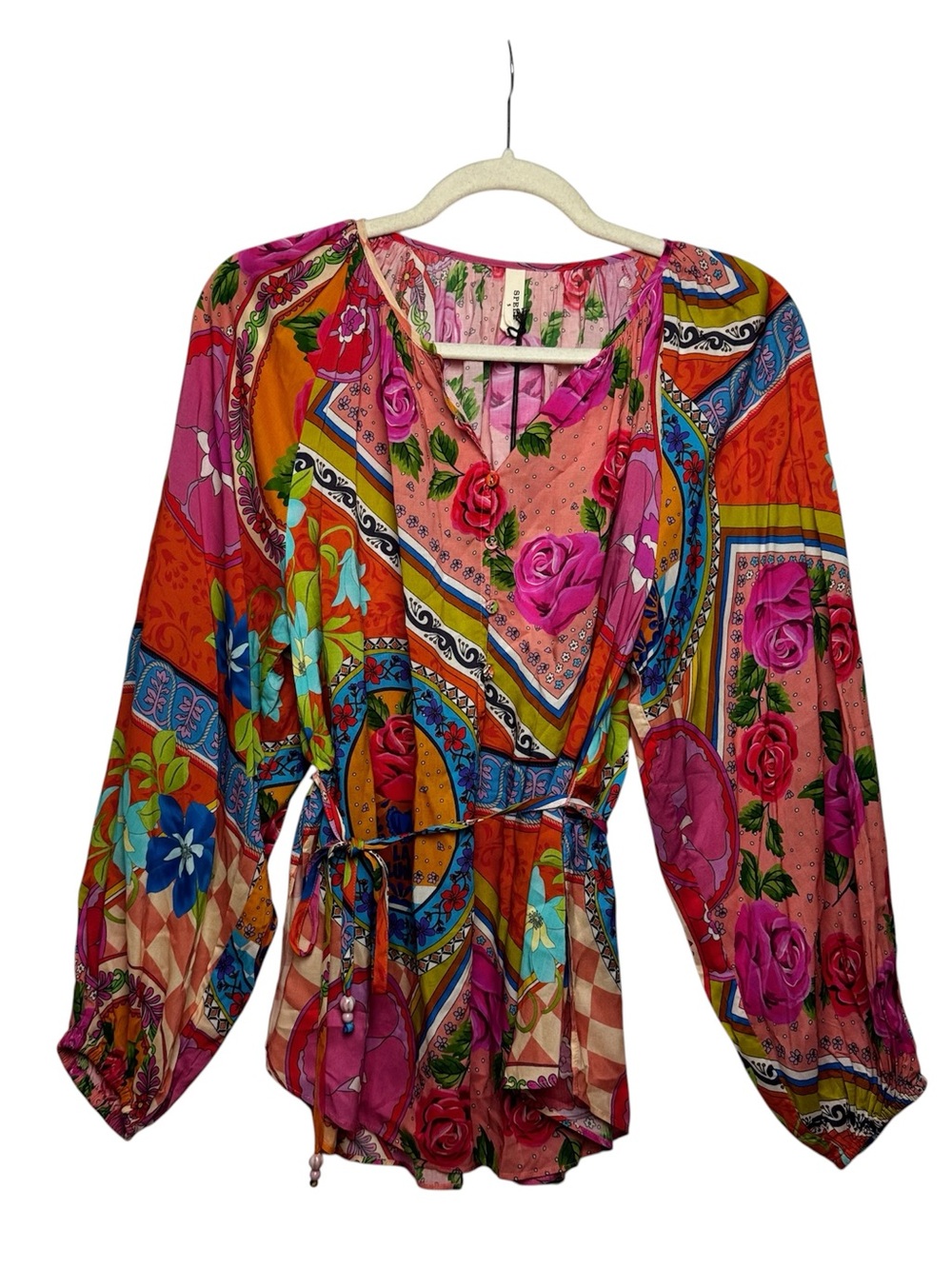 Spell NWT Aphrodite floral pink boho chic coastal cowgirl festival blouse - Picture 2 of 12